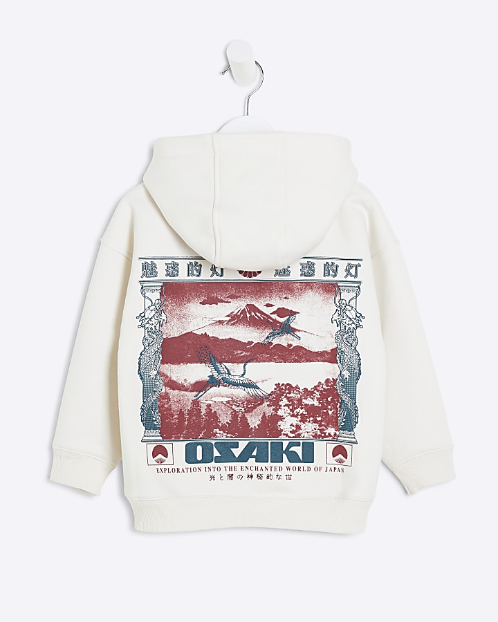 Mini Boys Ecru Osaki Japanese Hoodie