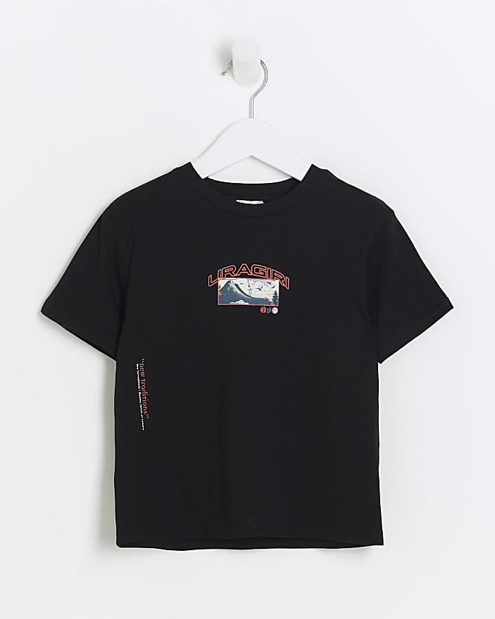 Mini Boys Black Graphic Print T-shirt