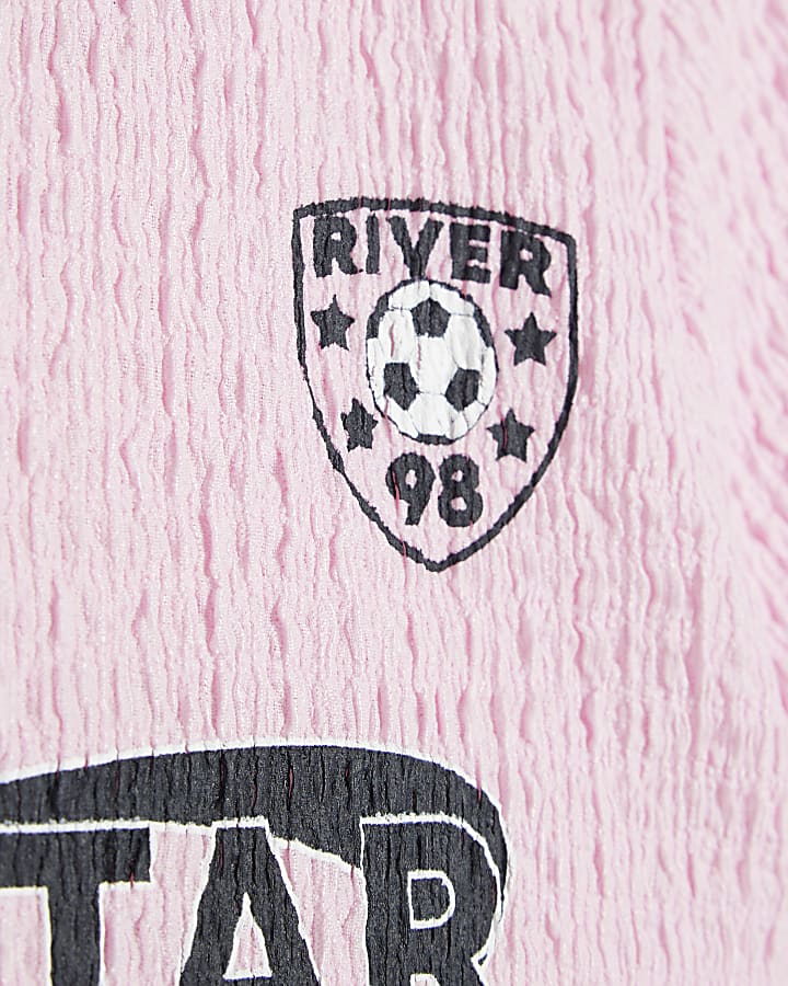 Girls pink textured football t-shirt