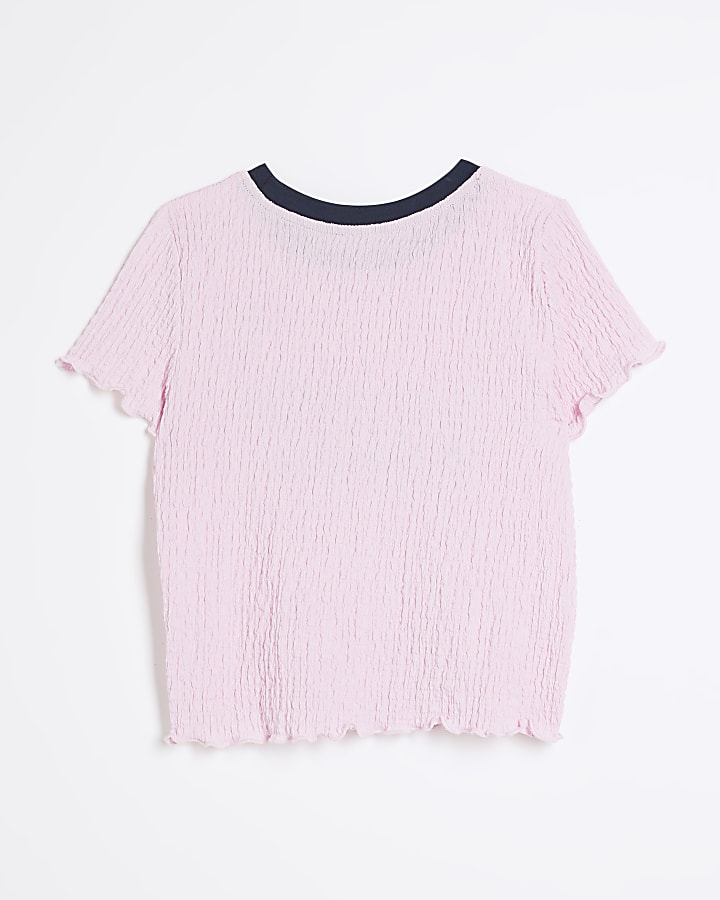 Girls pink textured football t-shirt