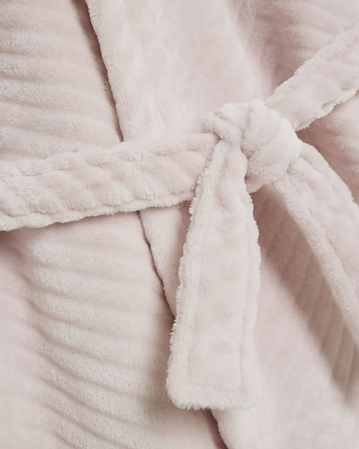 Girls Pink Faux Fur Hooded Robe