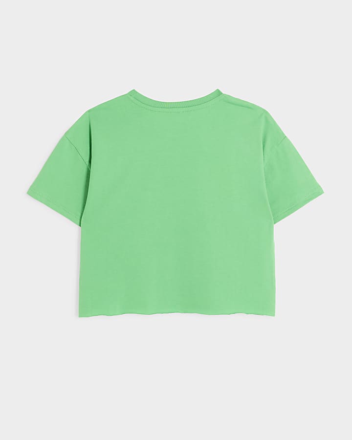 Girls green Number Graphic Print T-Shirt