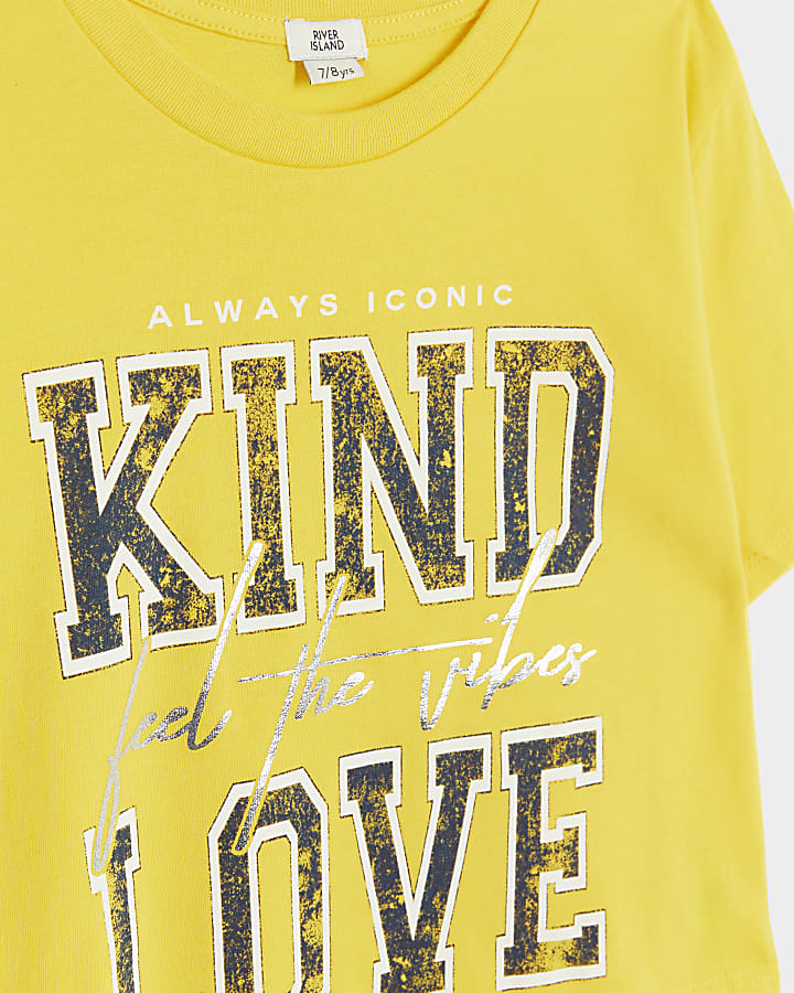 Girls yellow graphic print t-shirt