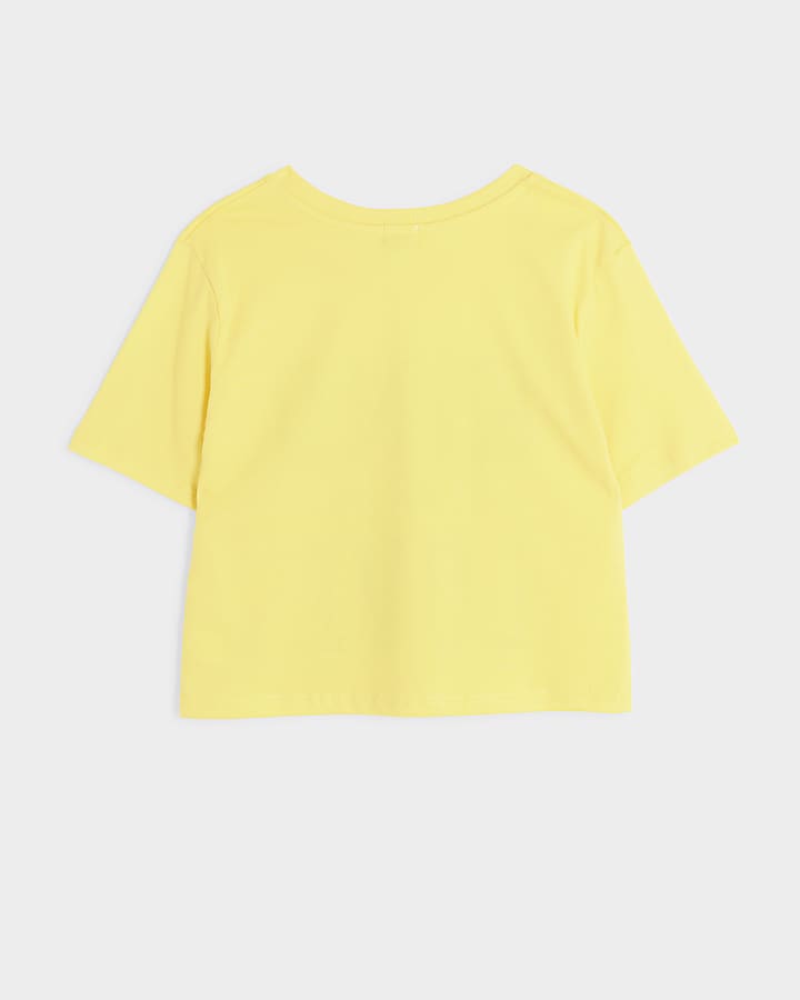 Girls yellow graphic print t-shirt