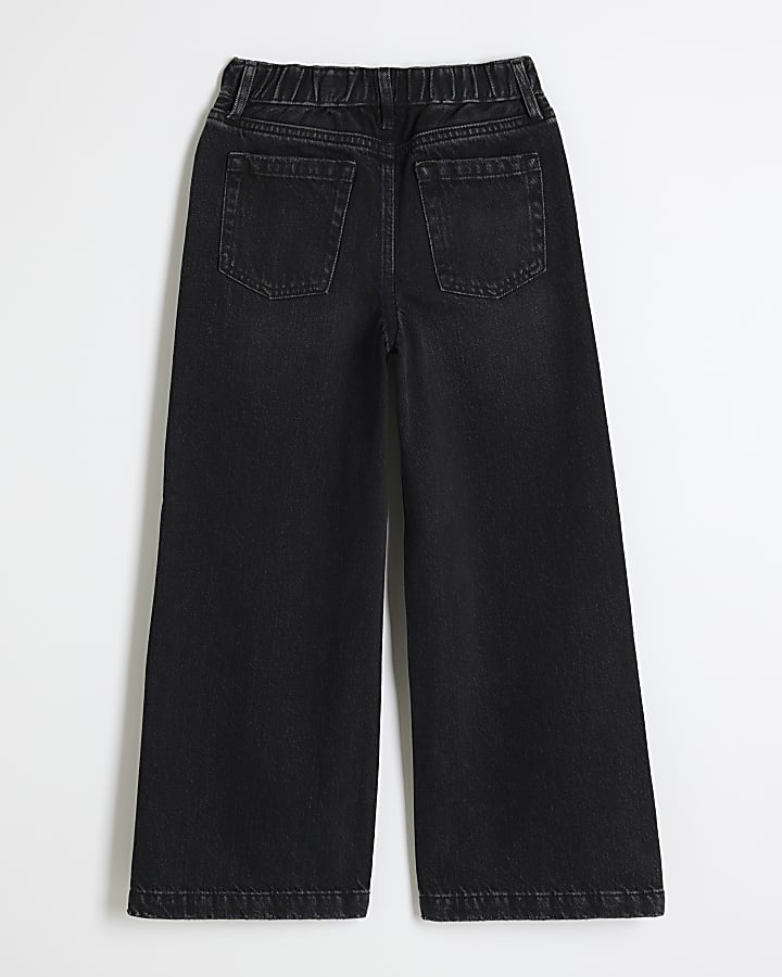 Girls Black Wide Leg Jeans