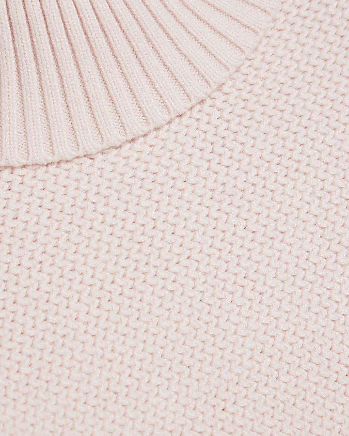 Mini Girls Pink Faux fur cuff dress