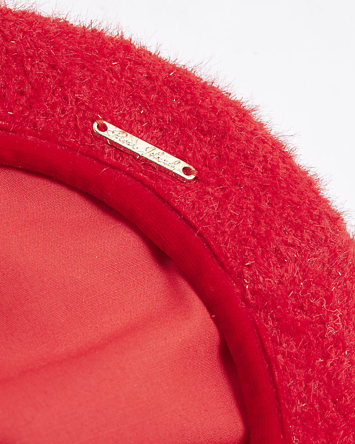 Mini Girls Red Boucle Beret