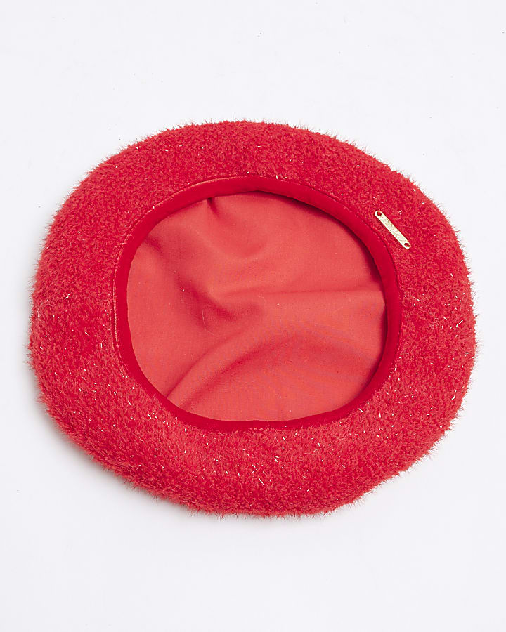 Mini Girls Red Boucle Beret