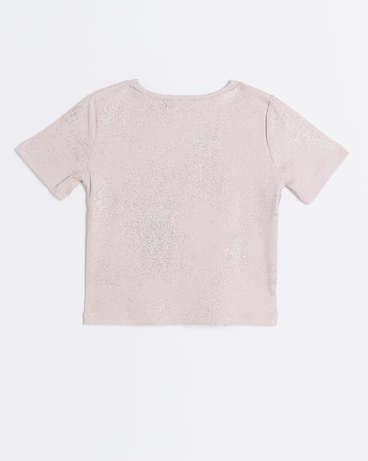 Girls pink metallic foil t-shirt