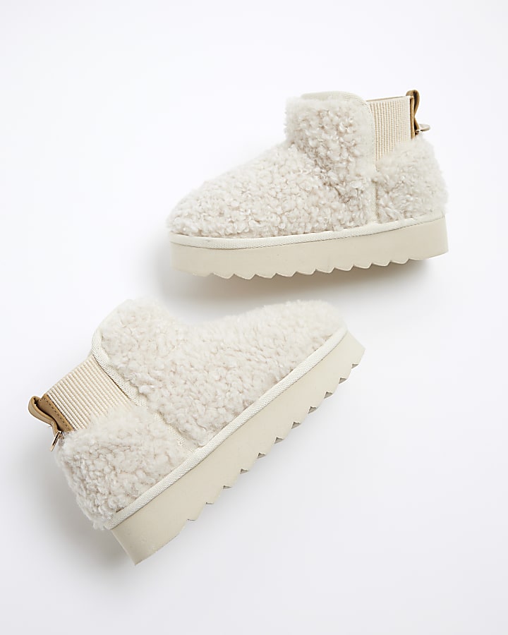Girls Cream Borg Lining Boots