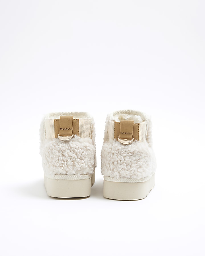 Girls Cream Borg Lining Boots
