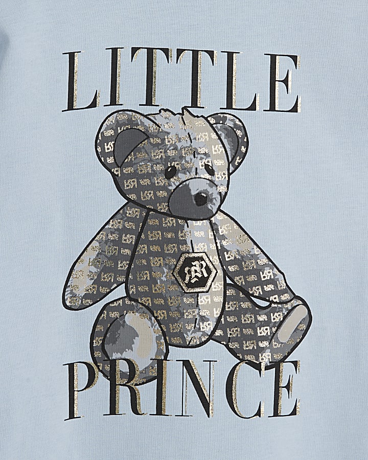 Mini boys blue bear graphic t-shirt