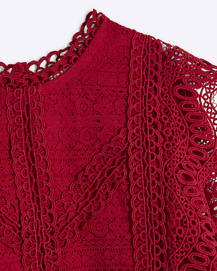 Girls red lace blouse