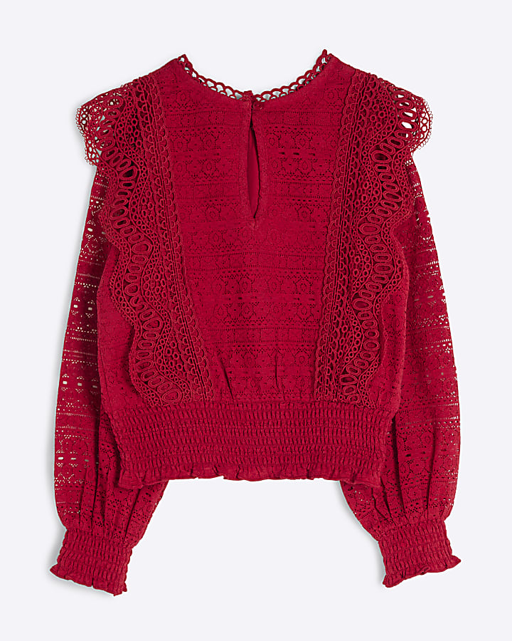Girls red lace blouse