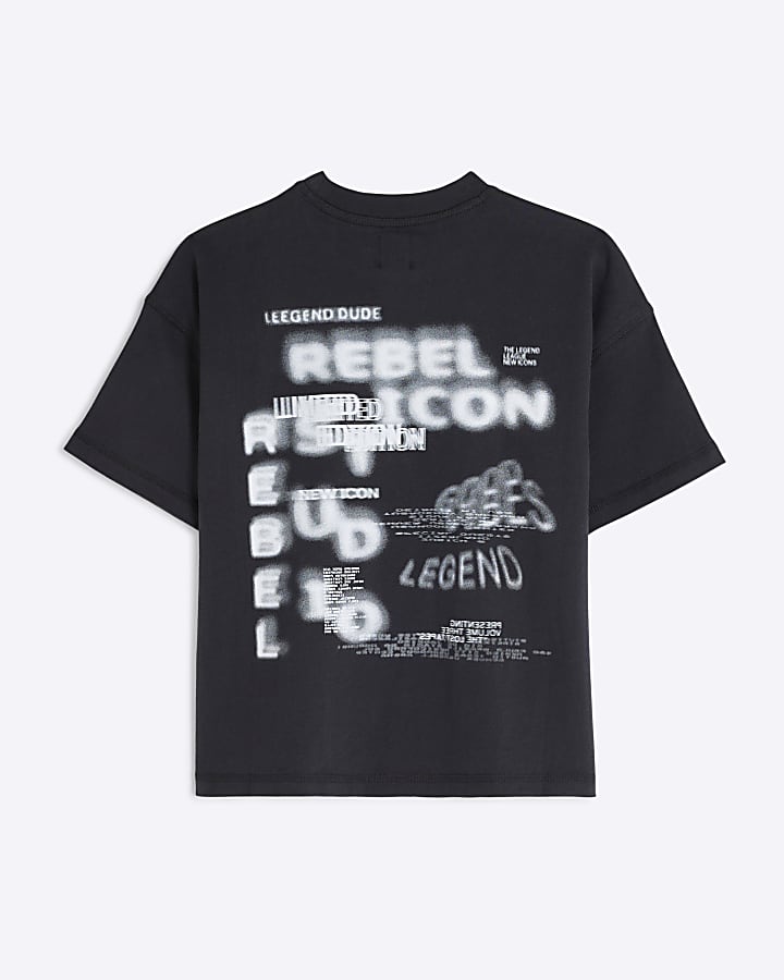 Boys Black Blur Graphic Print T-shirt