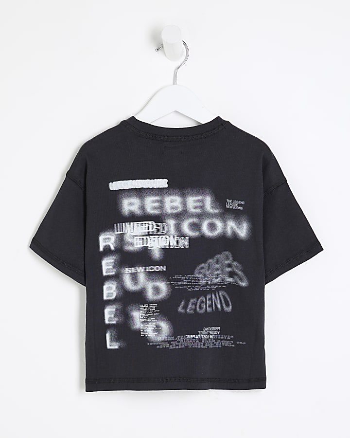 Mini Boys Black Blur Graphic T-Shirt