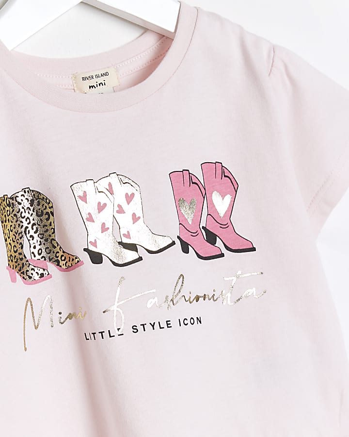 Mini girls pink cowboy graphic t-shirt