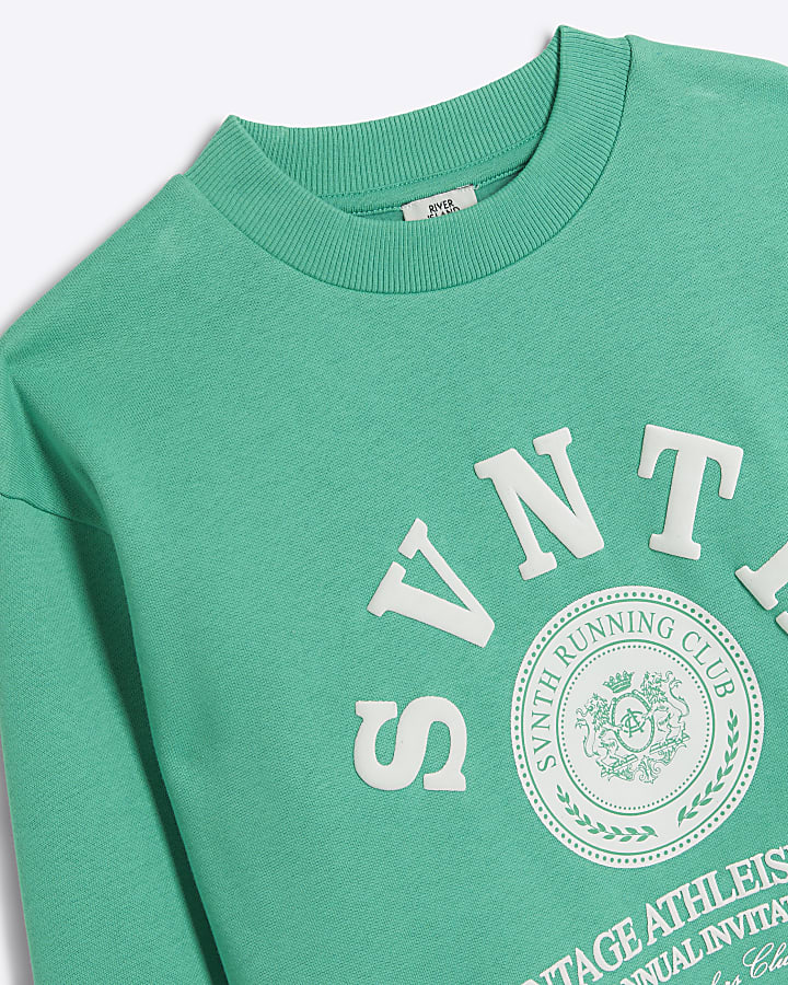 Boys green embossed graphic sweatshirt