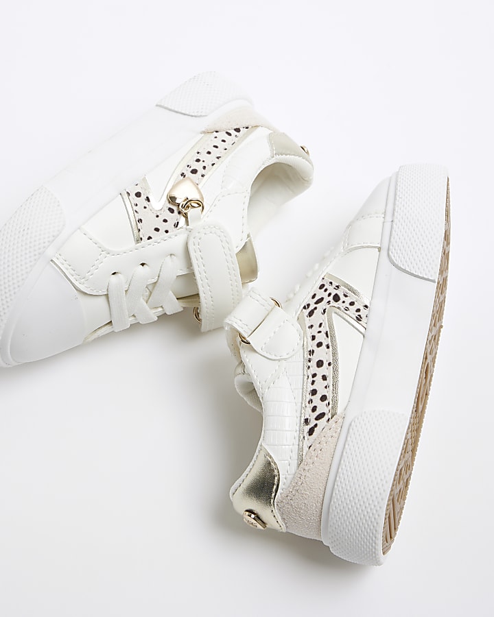 Mini Girls White Dalmatian Velcro Trainers
