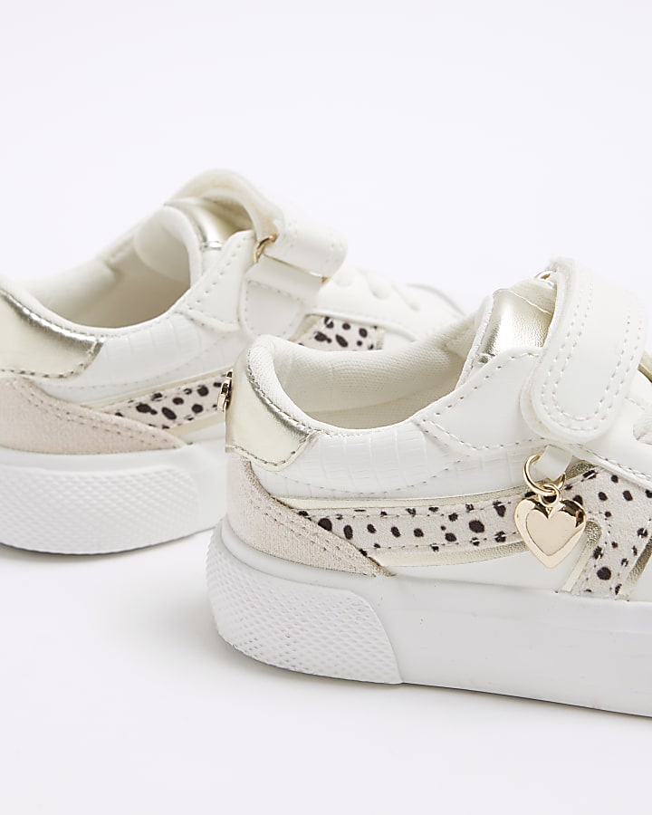 Mini Girls White Dalmatian Velcro Trainers