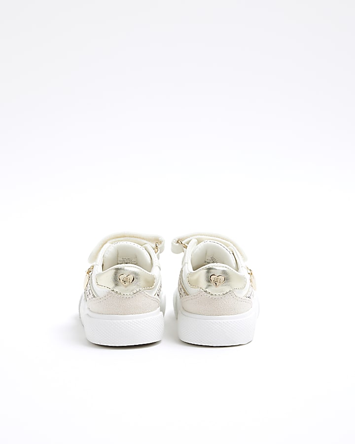 Mini Girls White Dalmatian Velcro Trainers
