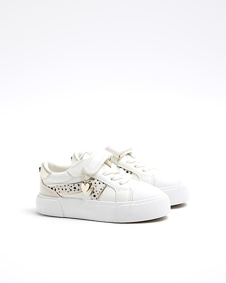 Mini Girls White Dalmatian Velcro Trainers