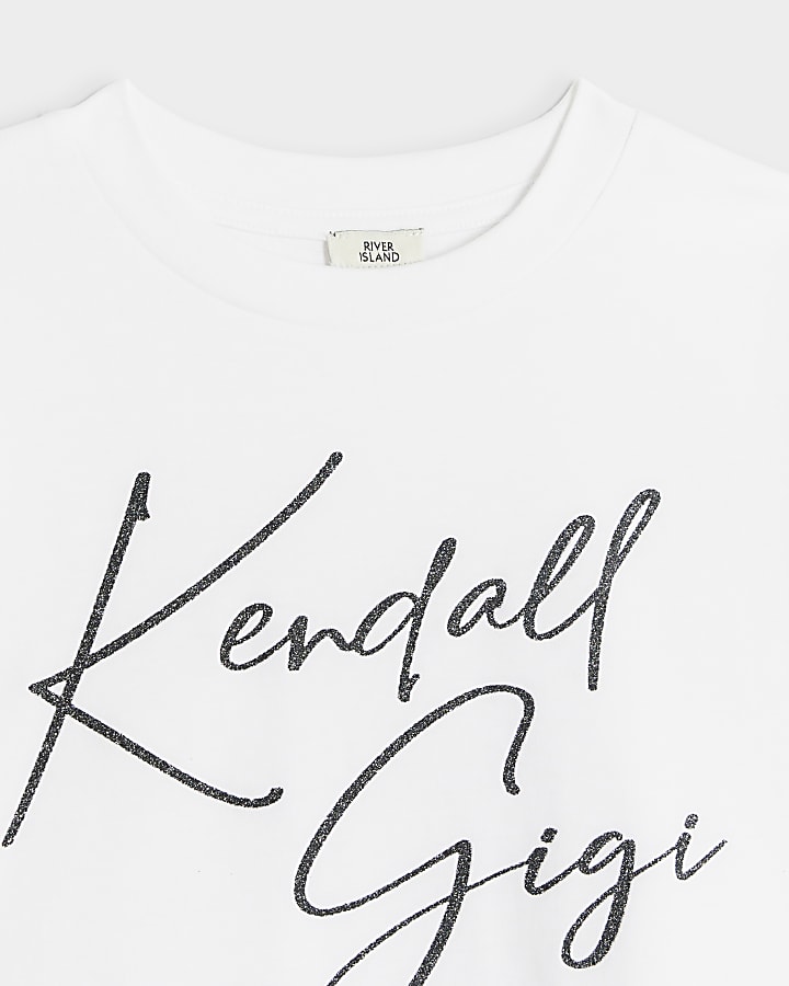 Girls white supermodel script t-shirt