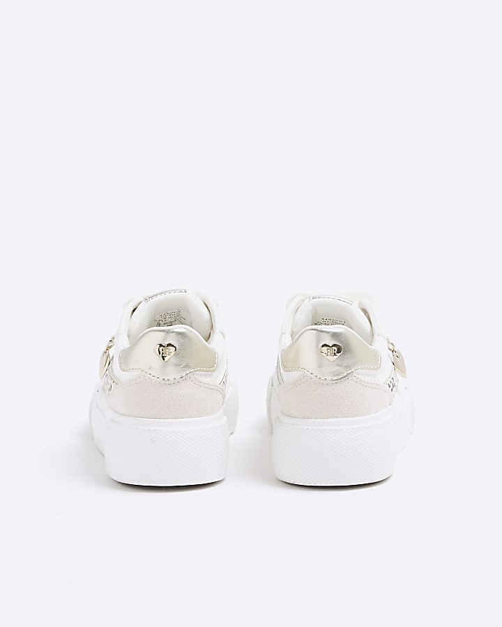 Girls White Dalmatian Trainers