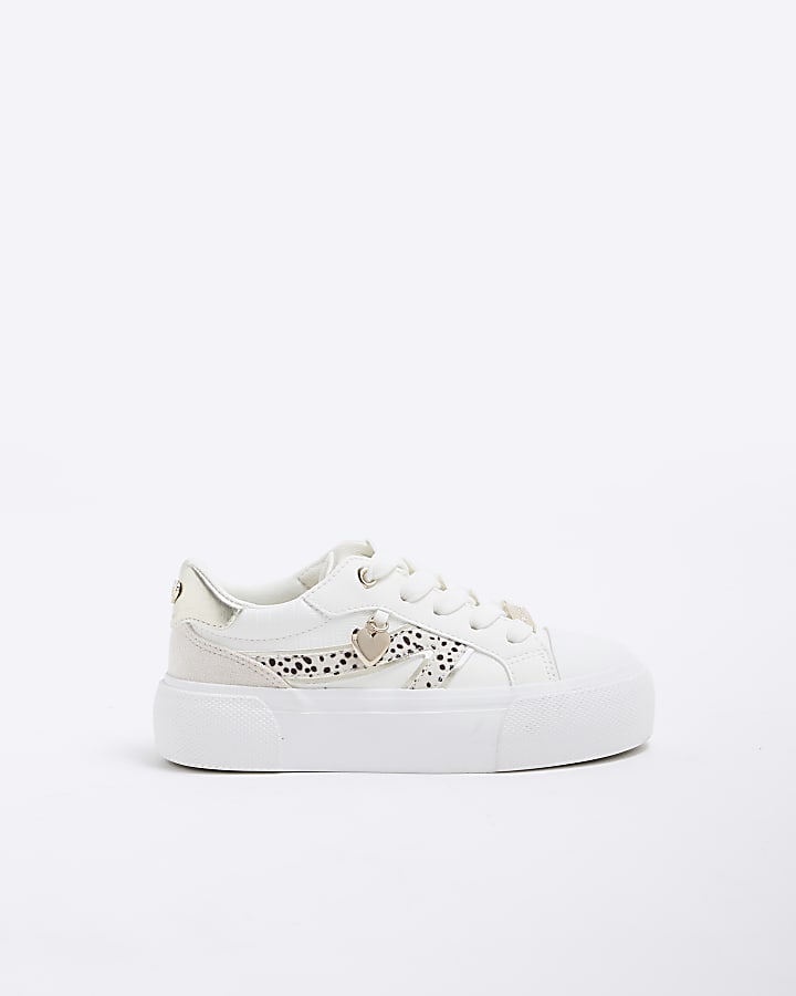 Girls White Dalmatian Trainers