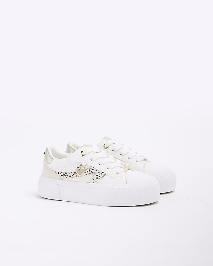 Girls White Dalmatian Trainers