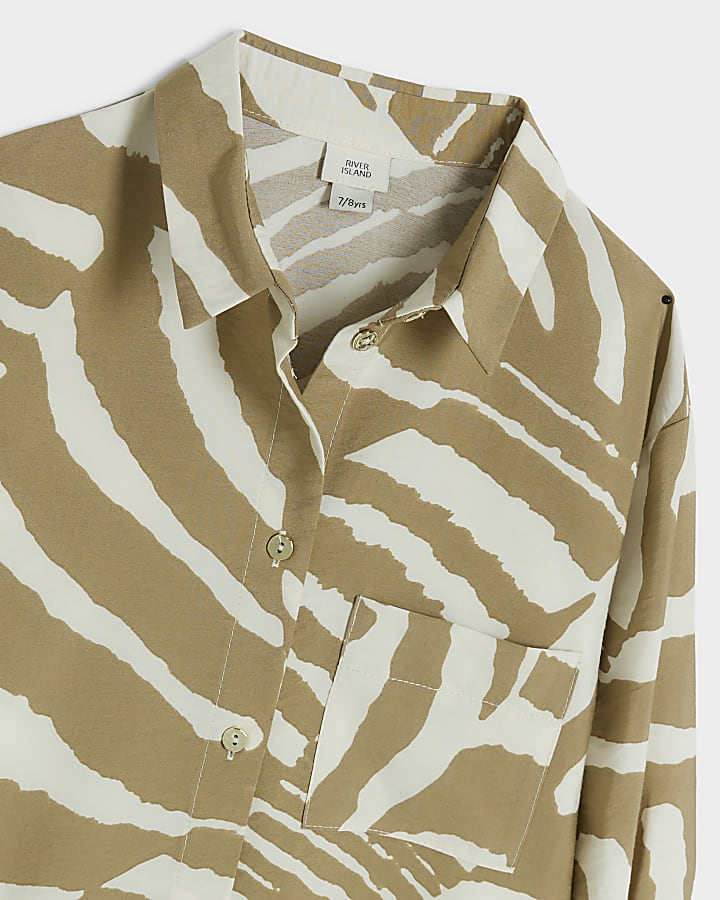 Girls beige zebra print shirt