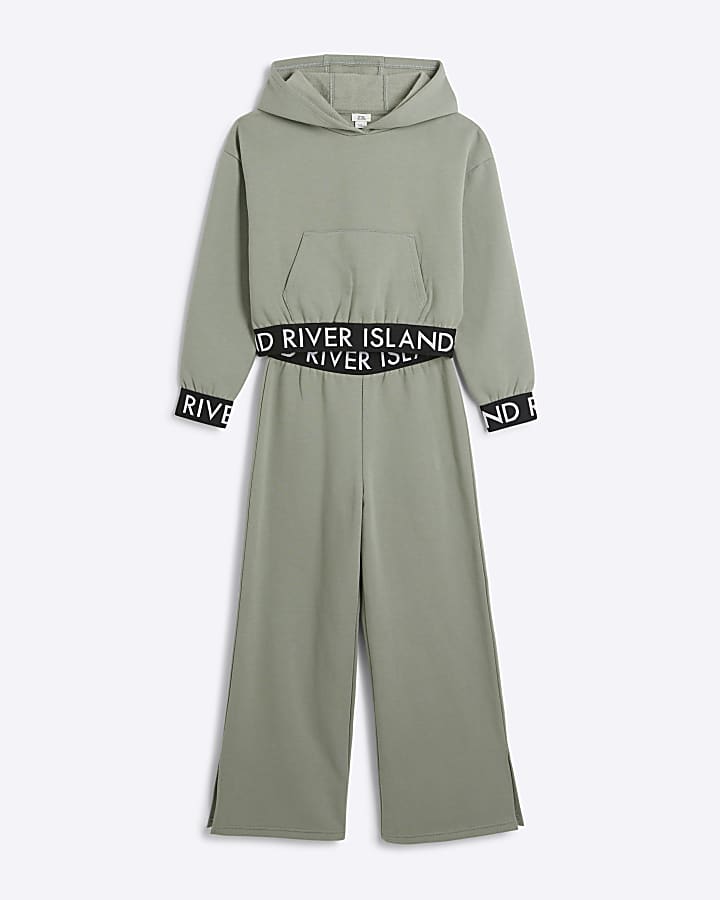Girls khaki RI hoodie and joggers set