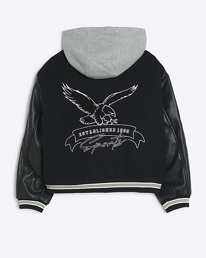 Boys Black Varsity Bomber Jacket