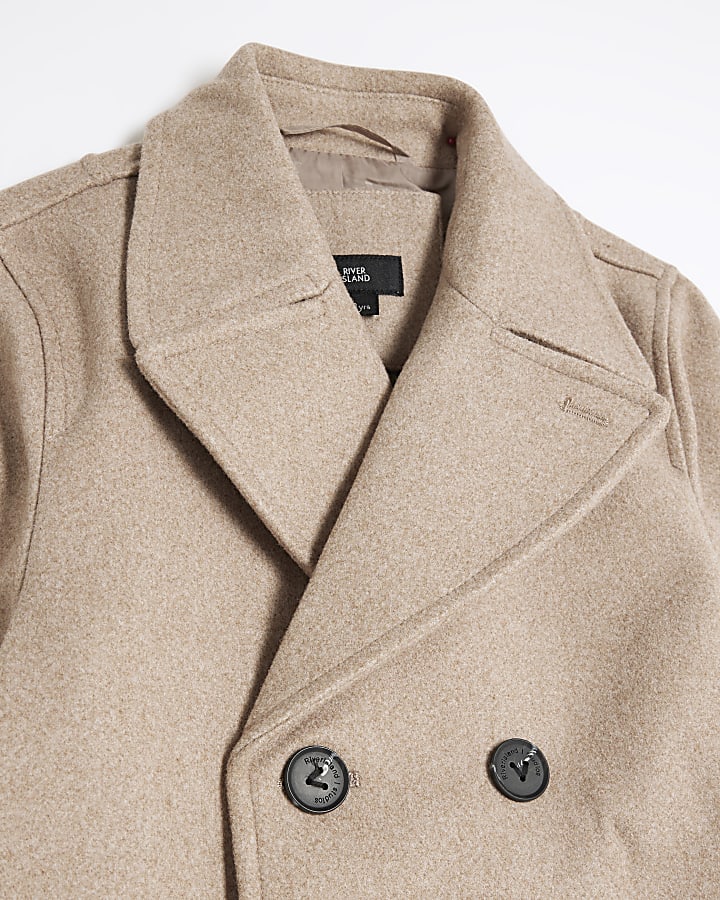 Boys Beige Buttoned Padded Peacoat