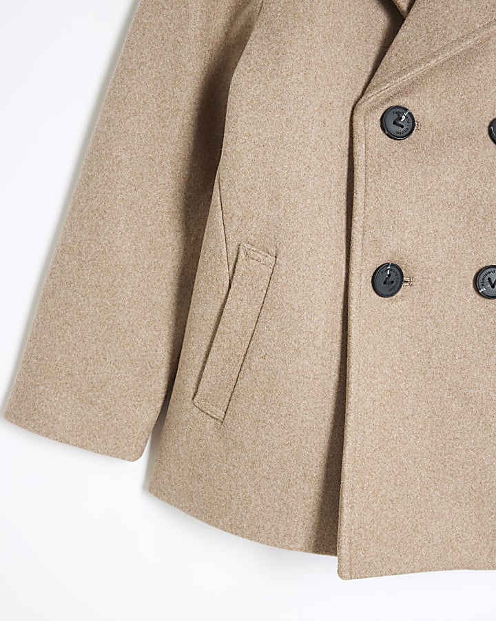 Boys Beige Buttoned Padded Peacoat