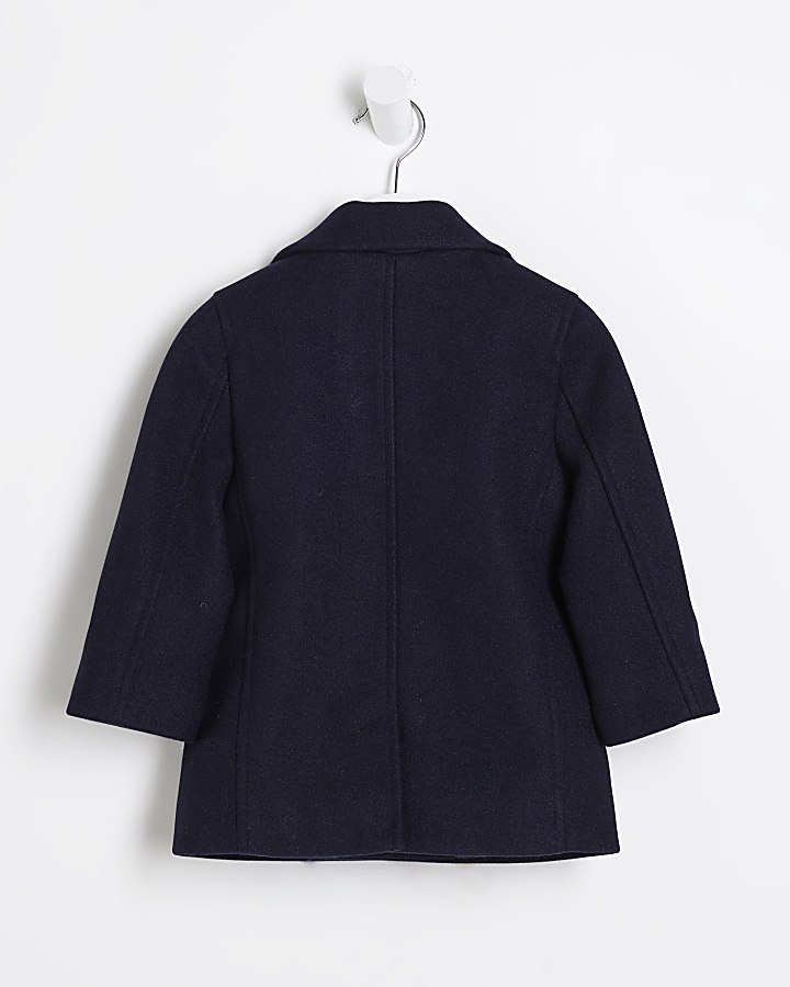 Mini Boys Navy Buttoned Padded Peacoat