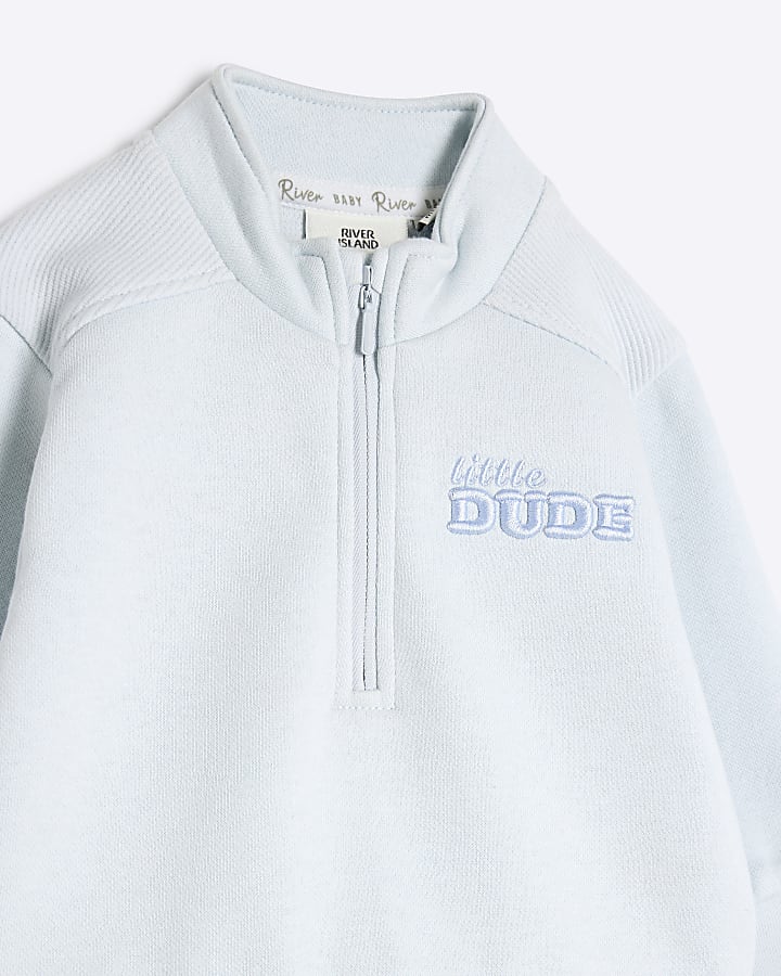 Baby Boys Blue Half Zip Sweatshirt Set