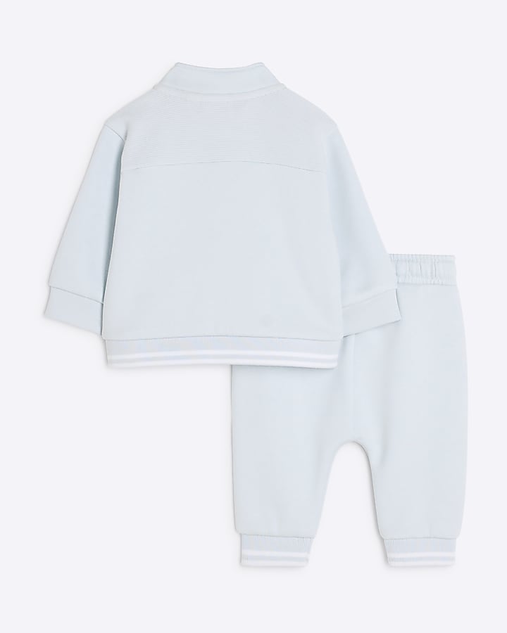 Baby Boys Blue Half Zip Sweatshirt Set