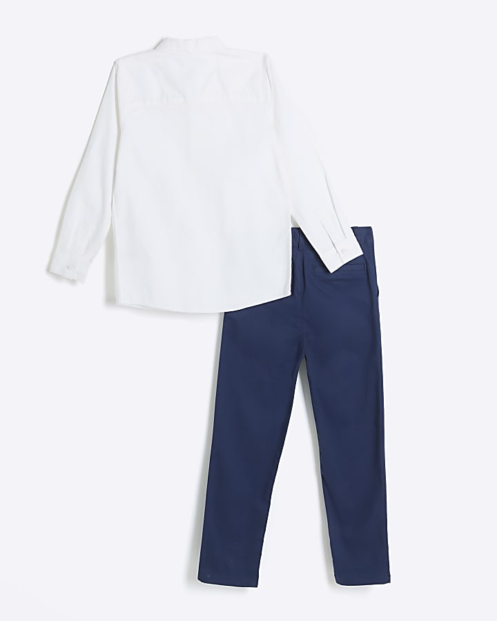 Boys navy shirt and chino trousers set