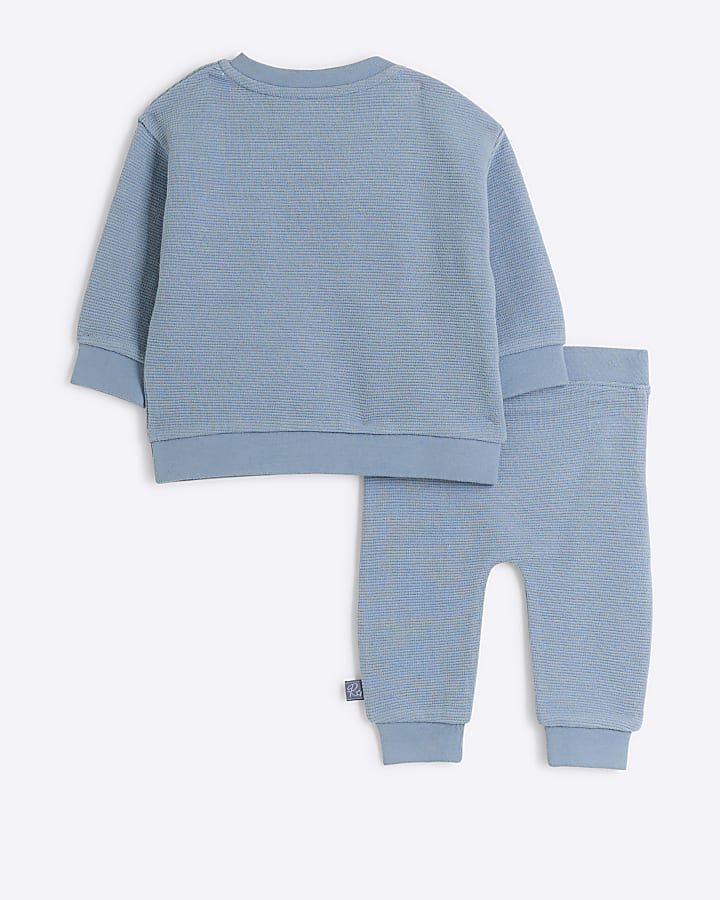 Baby boys blue ribbed sweatshirt set