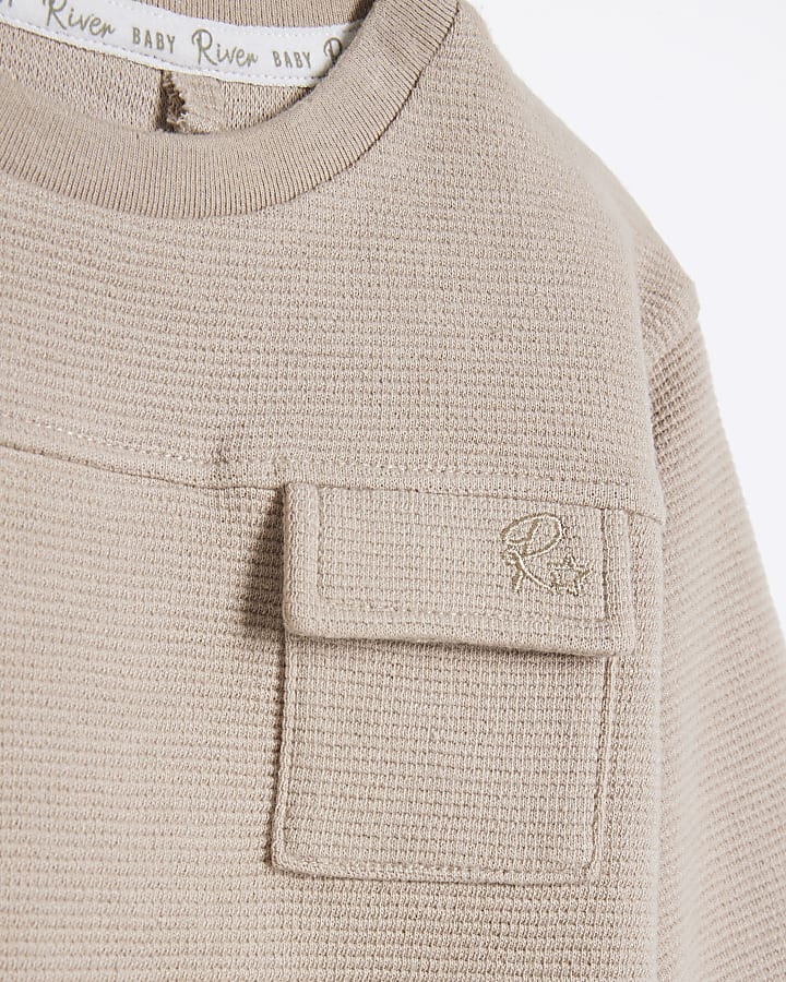 Baby Boys Beige Ottoman Sweatshirt Set