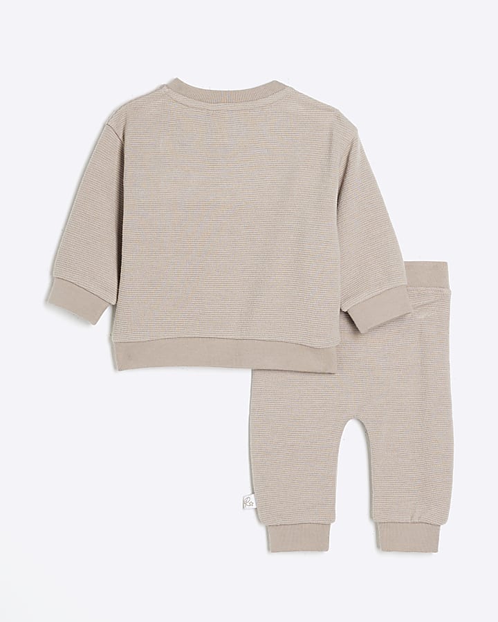 Baby Boys Beige Ottoman Sweatshirt Set
