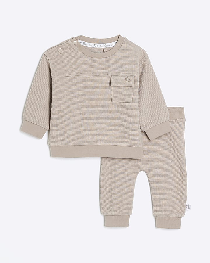 Baby Boys Stone Ottoman Sweatshirt Set