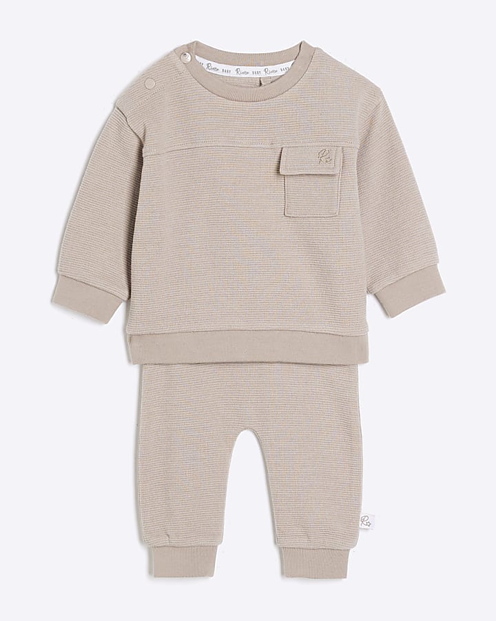 Baby Boys Beige Ottoman Sweatshirt Set