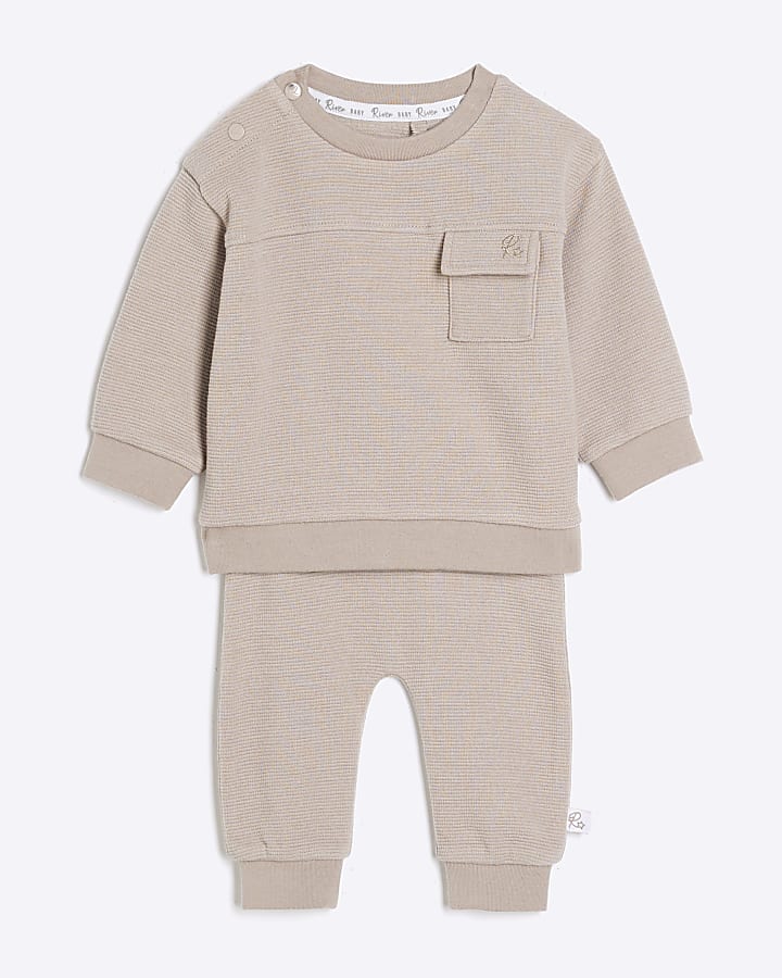 Baby Boys Stone Ottoman Sweatshirt Set