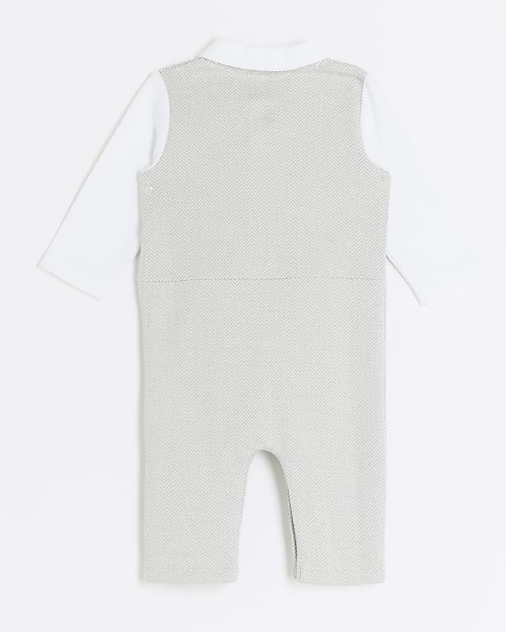 Baby boys grey herringbone suit all in one