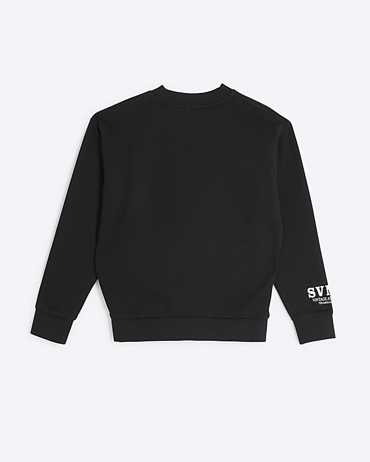 Boys black embossed graphic sweatshirt