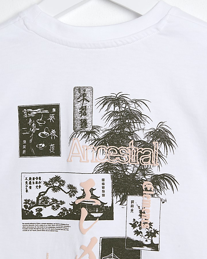 Mini boys white Japanese graphic t-shirt