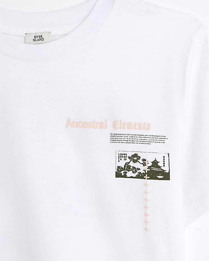 Boys white graphic Japanese t-shirt