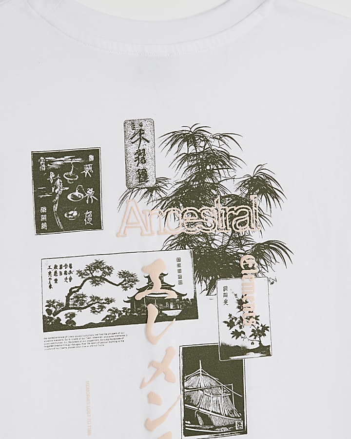 Boys white graphic Japanese t-shirt